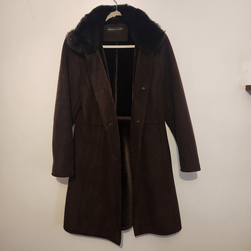 Vintage Brown Jacket real fur collar size Small